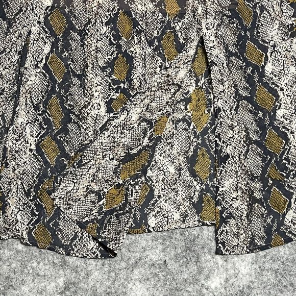 Alice Blue Skirt Women's M Tan Animal Print Snakeskin Midi A-line Slit Hem Lined - Picture 12 of 14